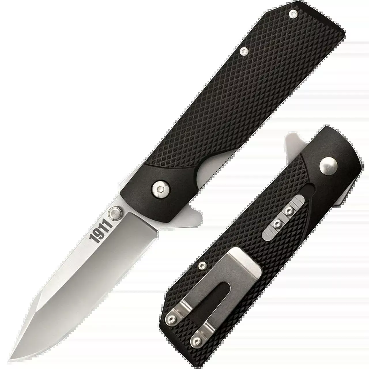 1911-3-folding-clip-point-plain-knife-black-checkered 1911 3" Folding Clip Point Plain Knife - Black Checkered