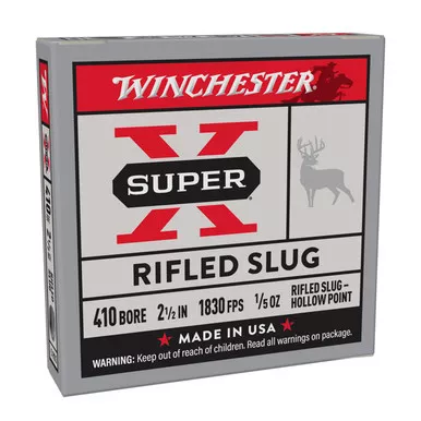 410-bore-2-1-2-1-5oz-1830fps-super-x-hollow-point-rifled-slugs-box-5 .410 Bore 2 1/2" 1/5oz 1830FPS Super-X Hollow Point Rifled Slugs, Box of 5