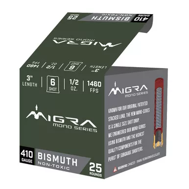 410-bore-3-1-2oz-1460fps-mono-series-bismuth-waterfowl-loads-case-250 .410 Bore 3" 1/2oz 1460FPS Mono Series Bismuth Waterfowl Loads, Case of 250
