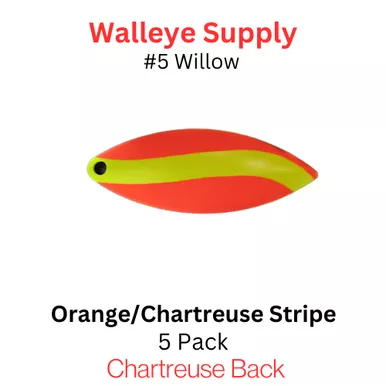 #5 WILLOWLEAF blade ORANGE/ CHARTRUESE STRIPE PAINTED BACK*