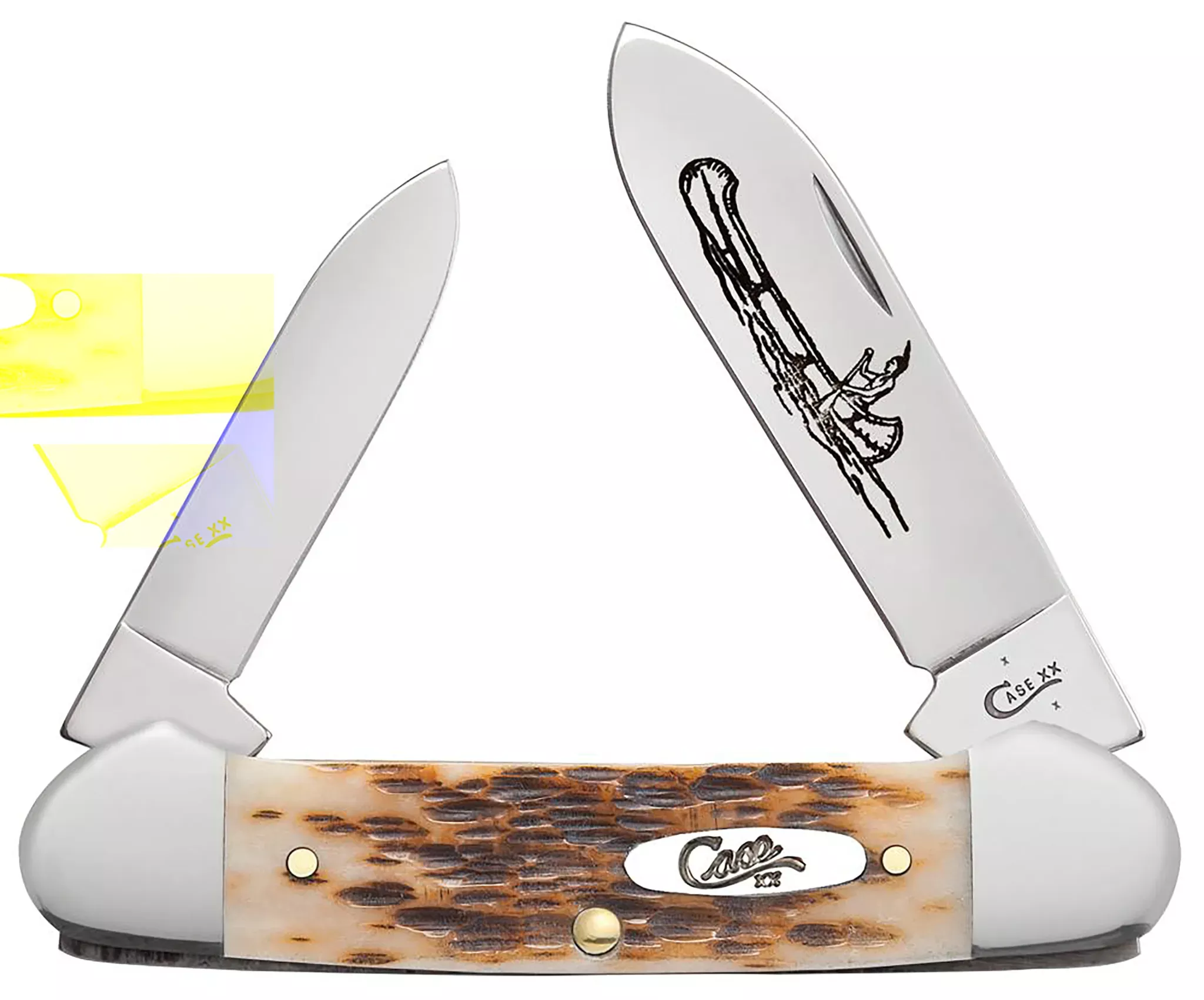 canoe-2-60-1-97-spear-pen-plain-folding-knife-amber Canoe 2.60"/1.97" Spear/Pen Plain Folding Knife - Amber