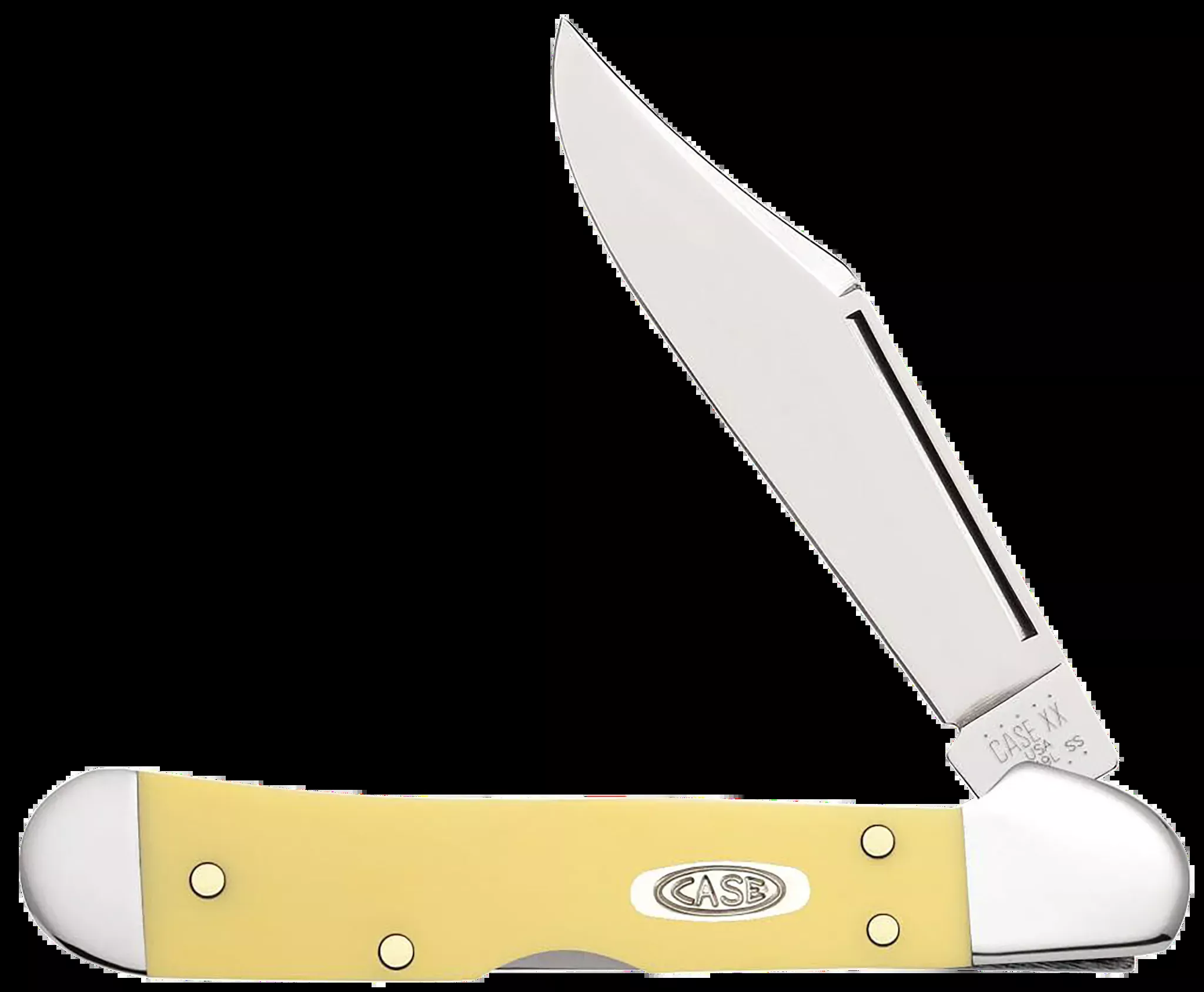 CopperLock Mini 2.72" Clip Point Plain Folding Knife - Yellow