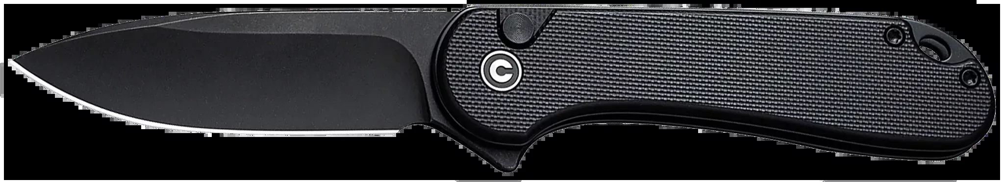 Elementum II EDC 2.96" Folding Drop Point Plain Knife - Black Textured