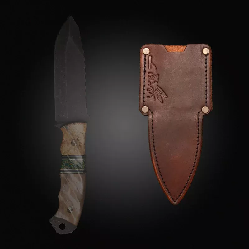 leather-sheath-breacher-crow-scout-widowmaker-cavner-skinner-size-leather-sheath (Leather sheath) breacher, Crow scout, widowmaker, cavner, skinner size leather sheath, wider blades, 9-10 oa, 4-5 blade