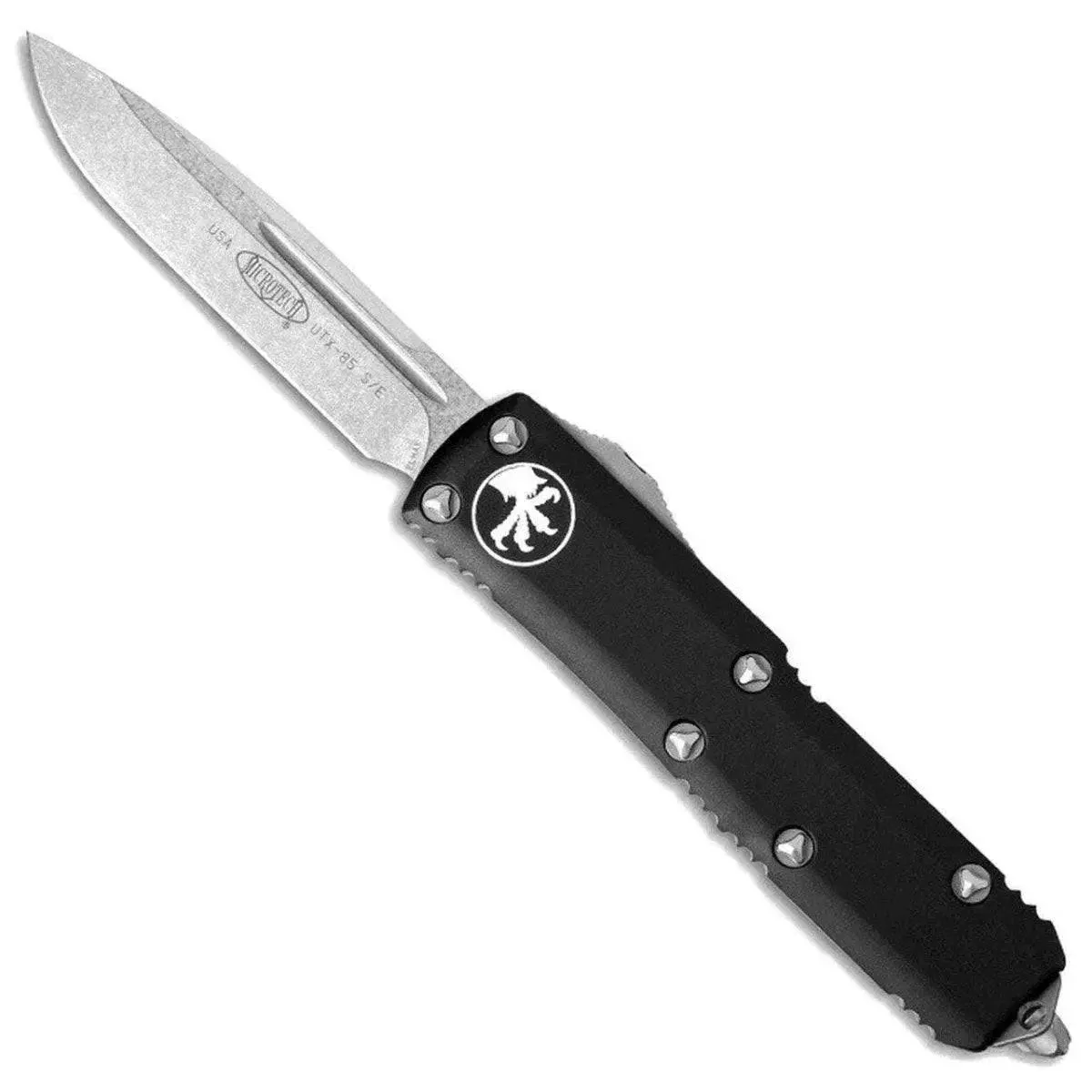 microtech-utx-85-s-e-black-handle-stonewashed-blade-231-10 Microtech UTX-85 S/E Black Handle Stonewashed Blade 231-10