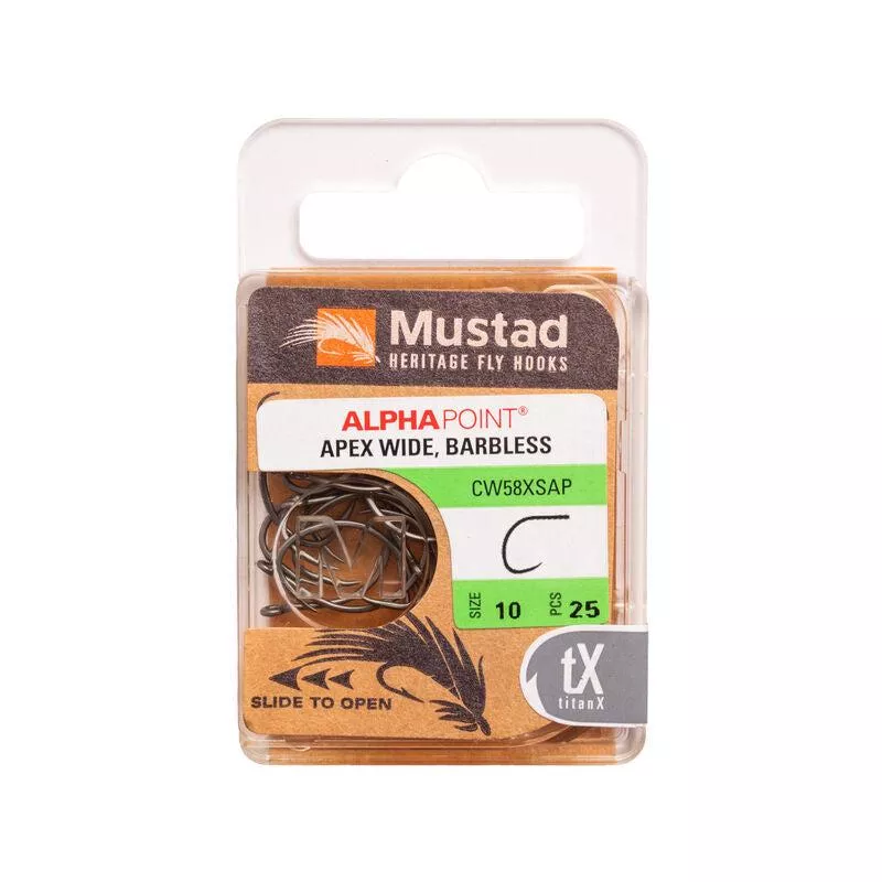 mustad-curved-wide-gap-dry-fly-hook-1x-strong-2x-short-barbless-forged-straight- Mustad Curved Wide Gap Dry Fly Hook 1X Strong 2X Short Barbless Forged Straight TitanX 25 Pack